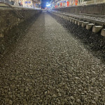 Stones under a railway line