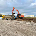 Digger loading a lorry